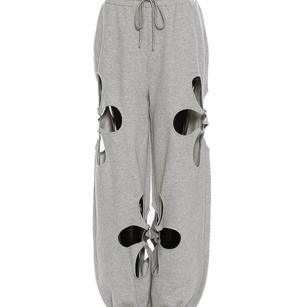 GrayCutout Flower Sweat Pants